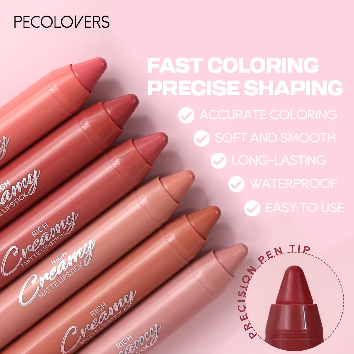 Multiple Colors Matte Lip Liner, Use As Lip Liner and Lipstick, Easy To Accurately Apply, Waterproof Long-lasting Non-stick Quake