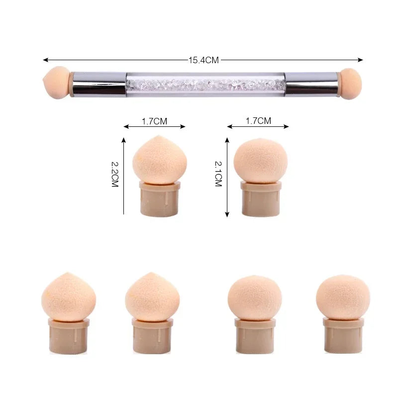 Heads Gel Polish Color Sponge Replacement Nails Art Gradient Brush Glitter Powder Dotting Pen For Manicure Accessories Tools Quake