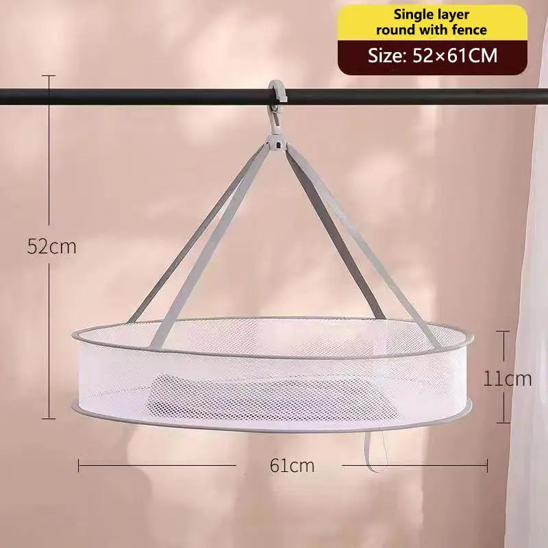 1/2 Layer Home Foldable Mesh Clothes Basket Clothes Net Sweater Anti Deformation Flat Clothes Basket Socks Underwear Tool Quake Single-55cm