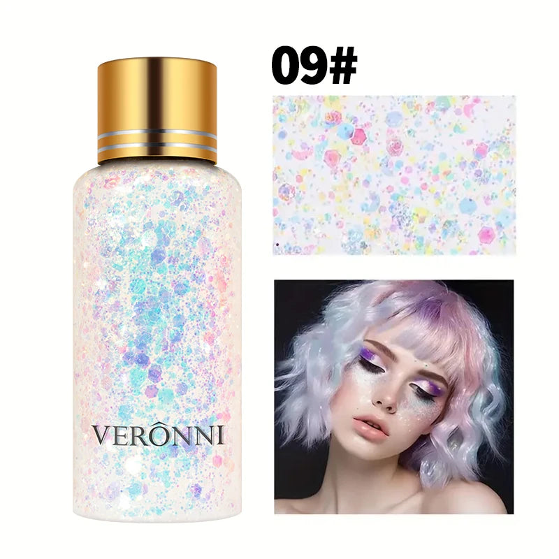Mermaid Sequin Body Glitter Gel - Long-Lasting Shine for Carnival,Parties, Festival and Stage Performance-Great for Girls Makeup Quake 09