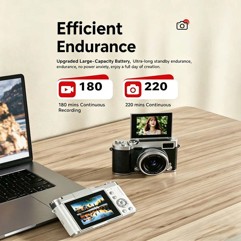 16X Digital Zoom Student Digital Camera 4800W Pixel Portable Digital Photography Camera 180 Flip Screen Selfie Camera Gifts Quake