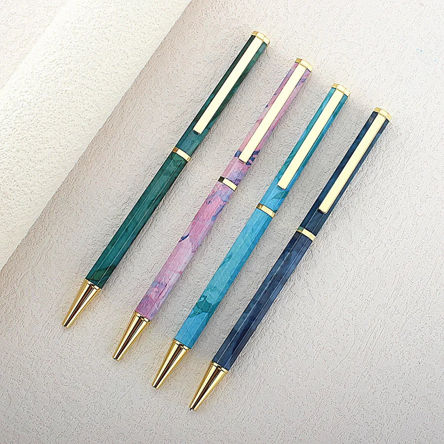 Premium Octagonal shape Metal Ballpoint Pen blue Ink Office Business Writing Ballpoint Pen School Student Stationery Gifts Quake 857-4PCS 1