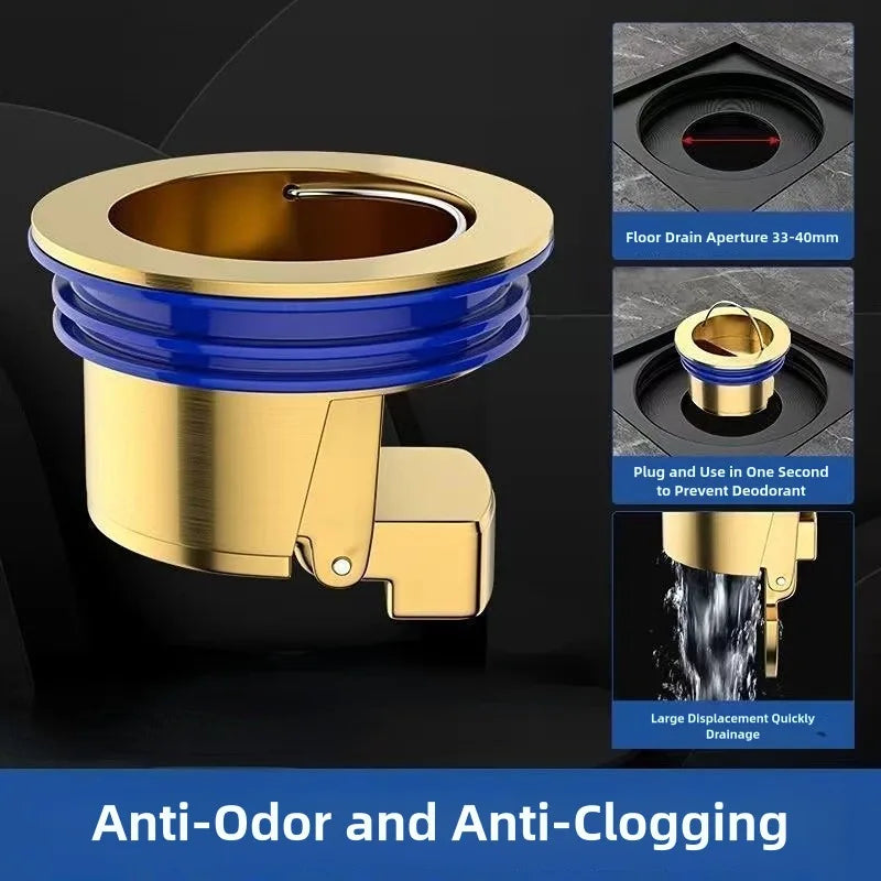Toilet Copper Floor Drain Core Anti Odor and Insect Repellent Device Springboard Gravity Self Sealing Core Directly Plugged Quake