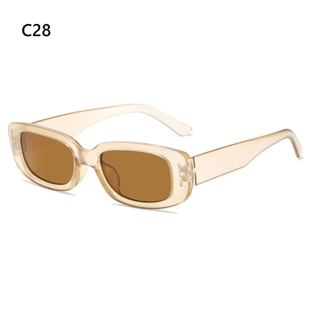 Trendy Narrow Square Frame Y2K Sun Glasses Candy Color UV400 Protection Rectangle Sunglasses Black Shades for Women Men Quake C28