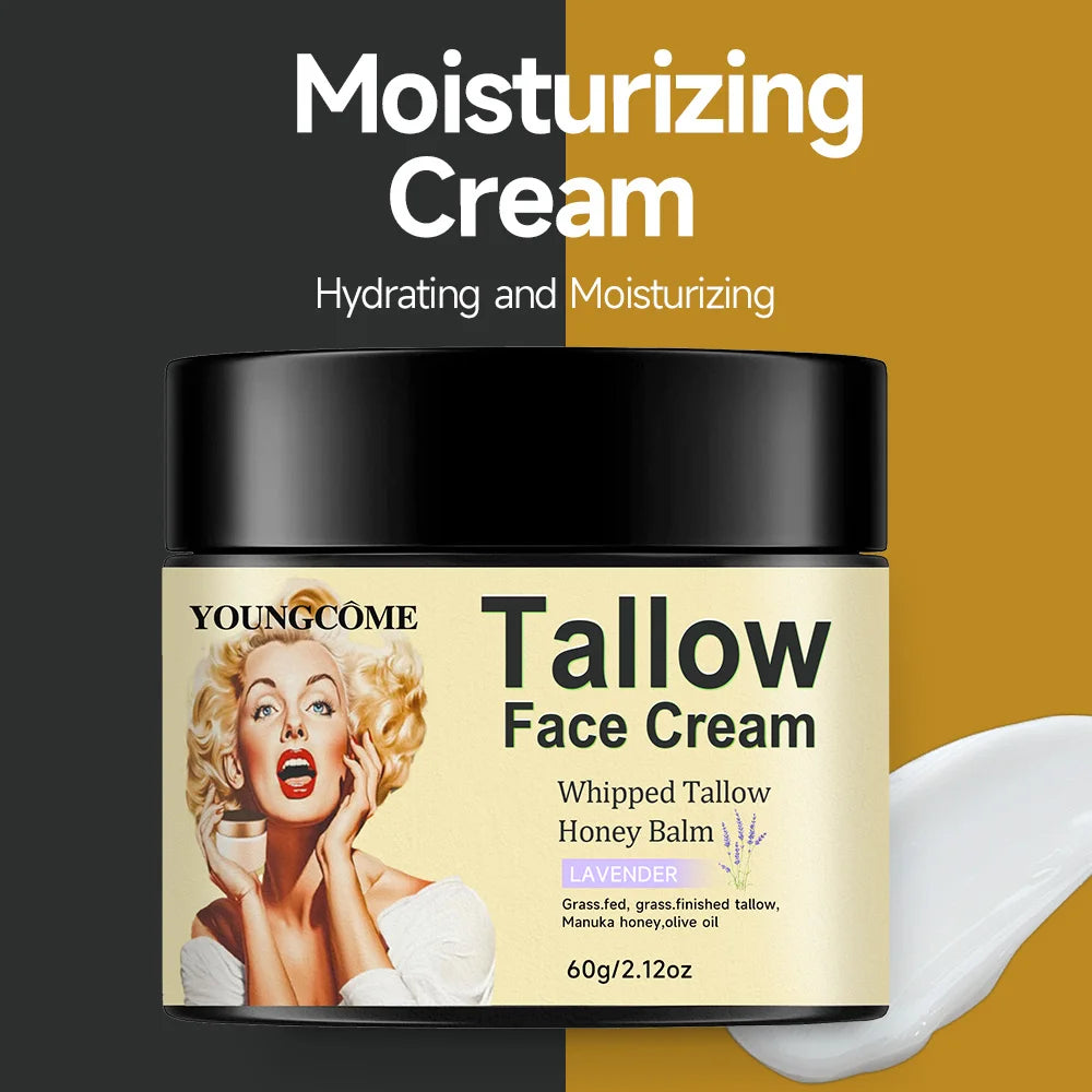2PCS-30G 100% Grass Fed Grass Finished Whipped Vanilla Beef Tallow Moisturizer,Anti Aging Fine Lines Moisturizing Brightening Quake