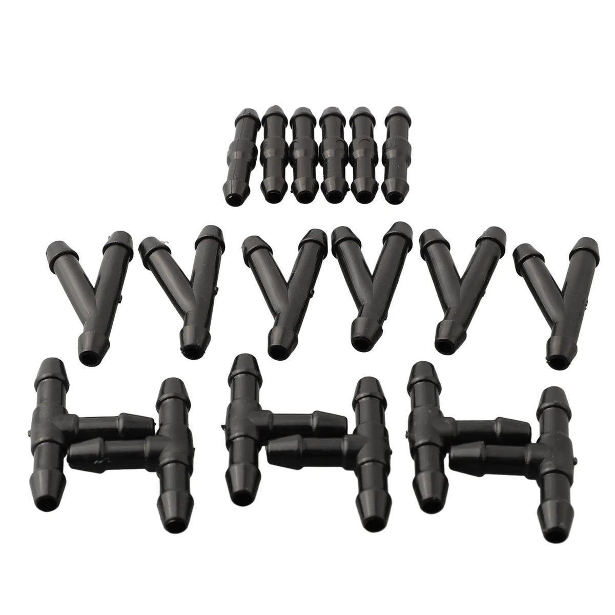 18pcs Splitter Fittings Black T/Y/I Type Washer Hose Connector Water Tube Windshield New Practical Kit for durable Quake A