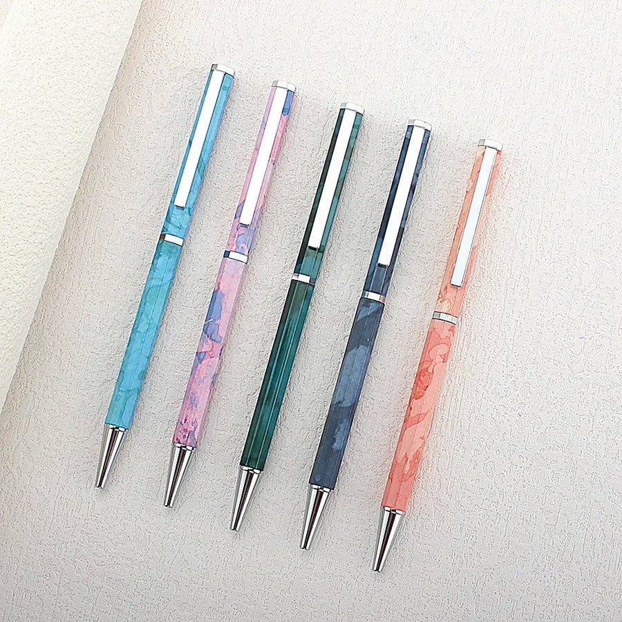 Premium Octagonal shape Metal Ballpoint Pen blue Ink Office Business Writing Ballpoint Pen School Student Stationery Gifts Quake 857-5PCS 1