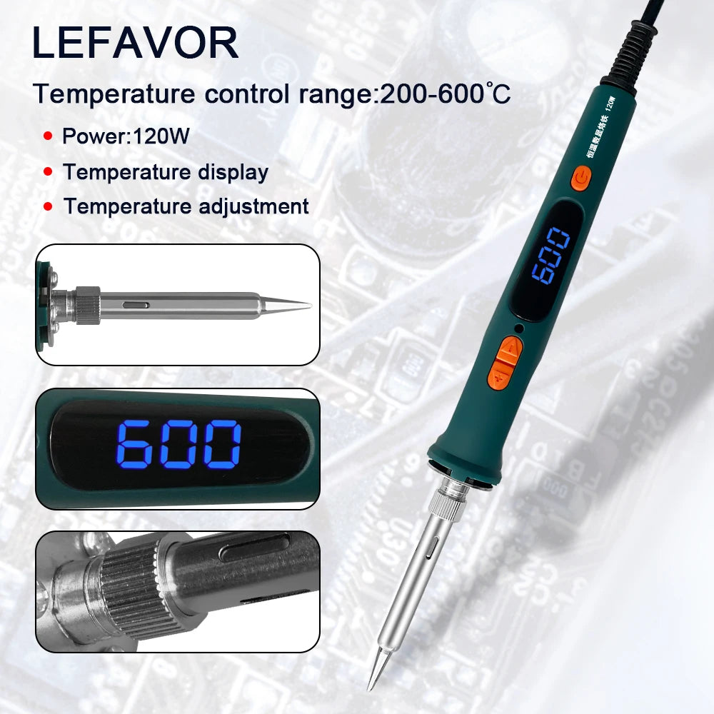 120W Digital Soldering Iron Repair Soldering Tool Set Electric Soldering Iron Dual Calibration Temperature 200-600C 907S Quake