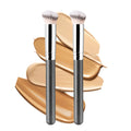 2Pcs Black & Silver Handle Concealer Brush Set, Round Head Foundation Brush for Spot,Professional Face Makeup Tools Quake Black