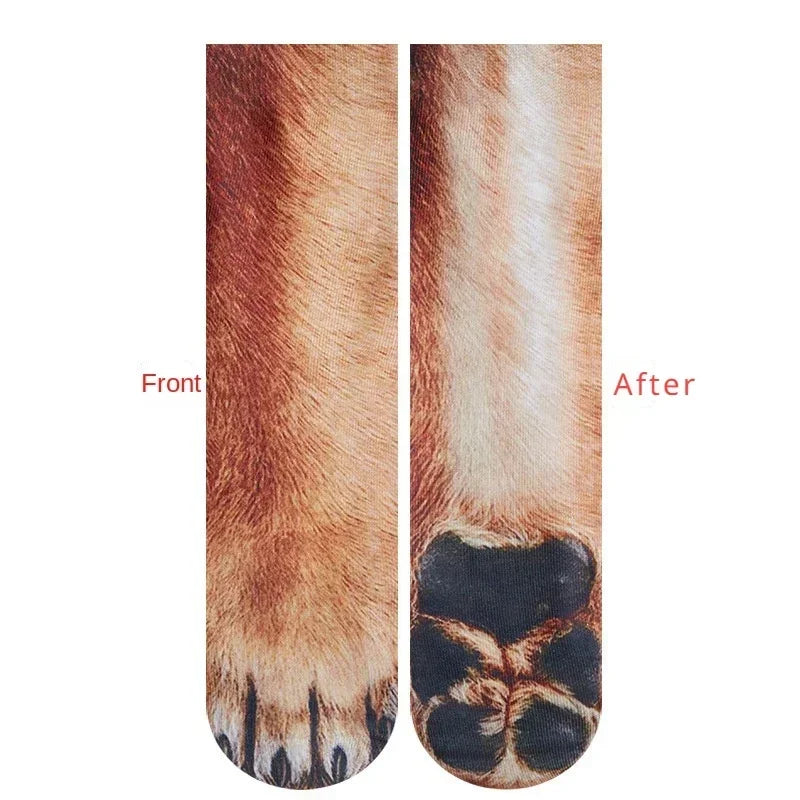 3D animal shaped socks with cute patterns and digital printing simulation fun home personalized socks Quake 1 pair-dog 40cm