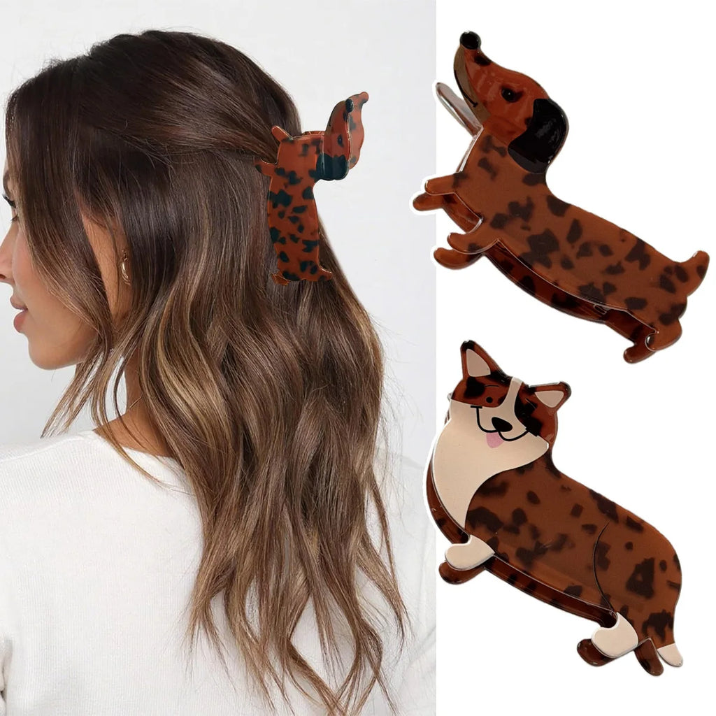 Playful Puppy Hair Claw Cute Animal Ponytail Clip Dachshund Corgi Bac Head Updo Shark Clip Women Girls Hair Styling Accessories Quake
