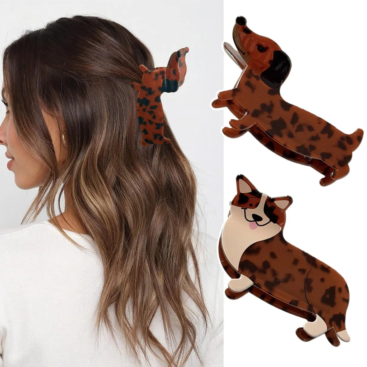 Playful Puppy Hair Claw Cute Animal Ponytail Clip Dachshund Corgi Bac Head Updo Shark Clip Women Girls Hair Styling Accessories Quake