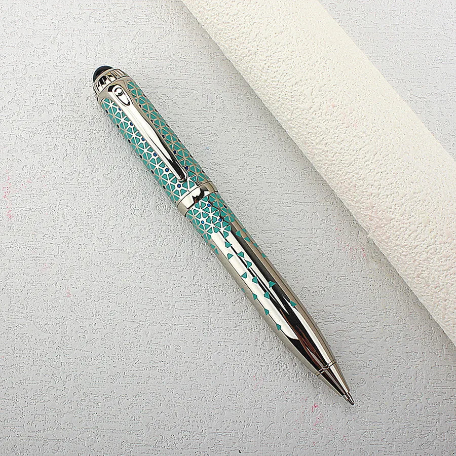 Luxury Business Blue Big Size Metal Rollerball Pen / Ballpoint Pen Silver Clip Blue Ink for Writing Office Writing Gift Pen Quake 148-14