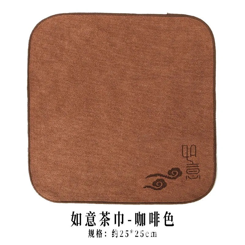 Tea towel ruyi absorbent tea cloth rag tea table tea mat special tea set accessories wiping towel Quake Brown 1 25x25cm