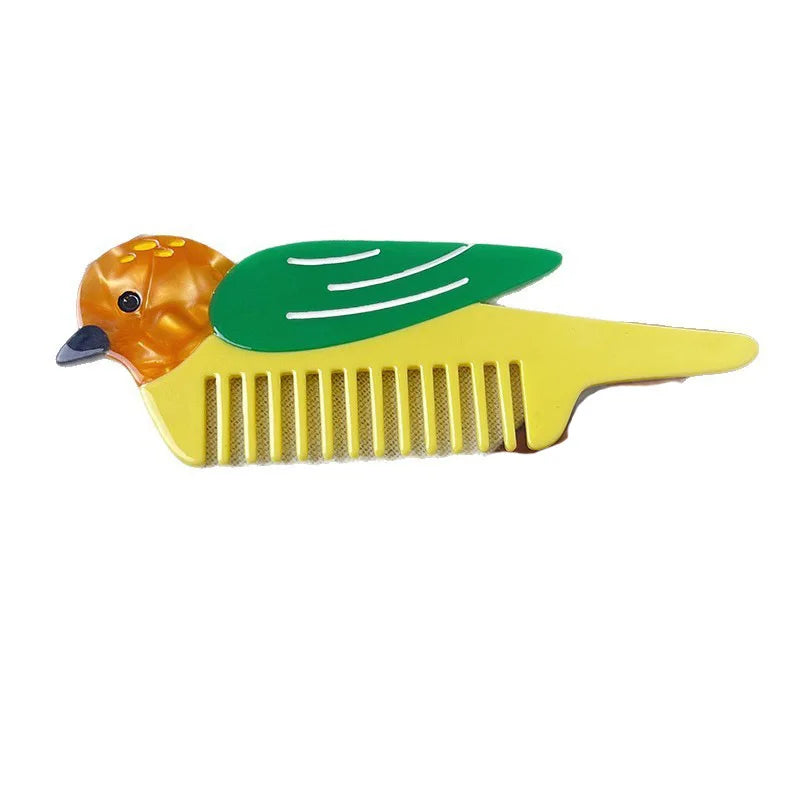 Acetic Acid Wide Tooth Comb Cute Cartoon Animal Detangling Hair Brush Dog Swan Pattern Small Pocket Comb Salon Hair Accessories Quake