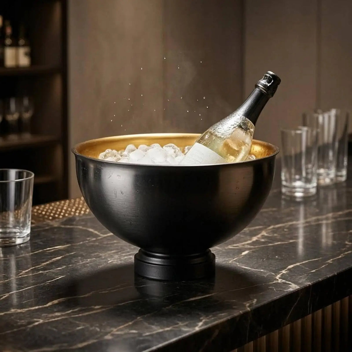 Stainless Steel Ice Container Wide Bowl Round Ice Container Barware Glossy Finish Bar Accessory Thickened for Wine Serving Quake