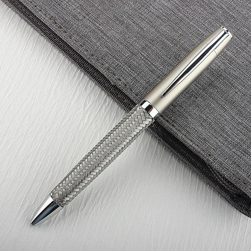 Steel Wire Metal Ballpoint Pen Rotating Pen Portable Ball Point Small Pen Small Oil Exquisite Brief Pens for School Quake 639-1