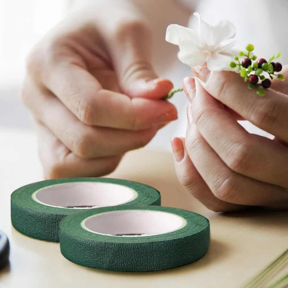 12/1Rolls Green Bouquet Floral Tapes Self-adhesive Stamen Wrapping Paper Tape DIY Flowers Decor for Florist Wedding Party Props Quake