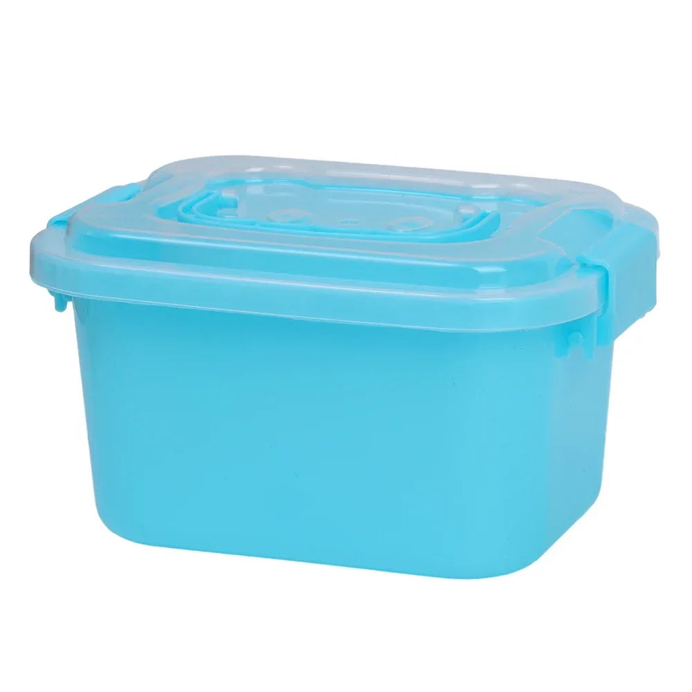 Small Plastic Storage Box with Lid Portable Transparent Blue Box Kids Toys Student Stationery Container Cosmetics Sorting Box Quake SKY BLUE