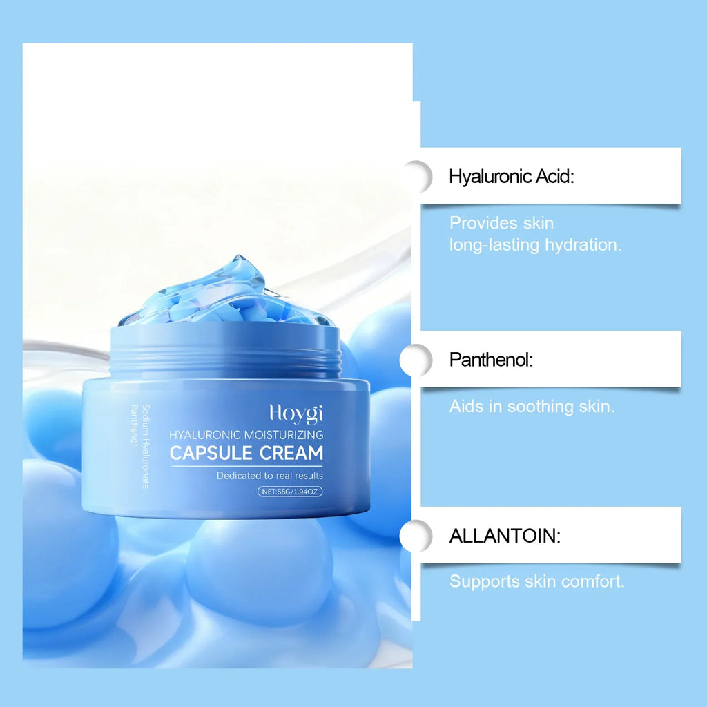 HOYGI Hyaluronic Acid Moisture Capsule Cream Lightweight Hydrating Essence for Smooth Glowing Skin Quake