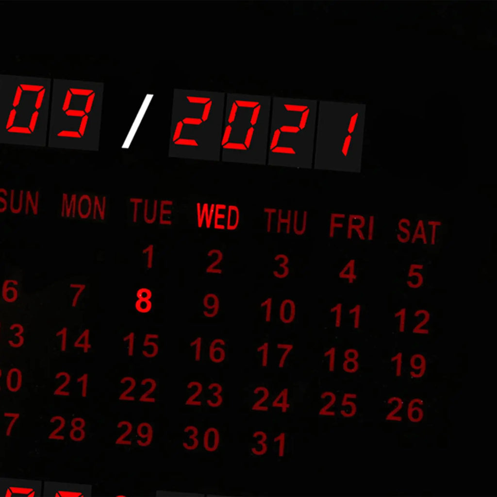 Wall Clock Digital LED Large Display Calendar Noiseless Desk Clock Timer for Home Study Restaurant Quake