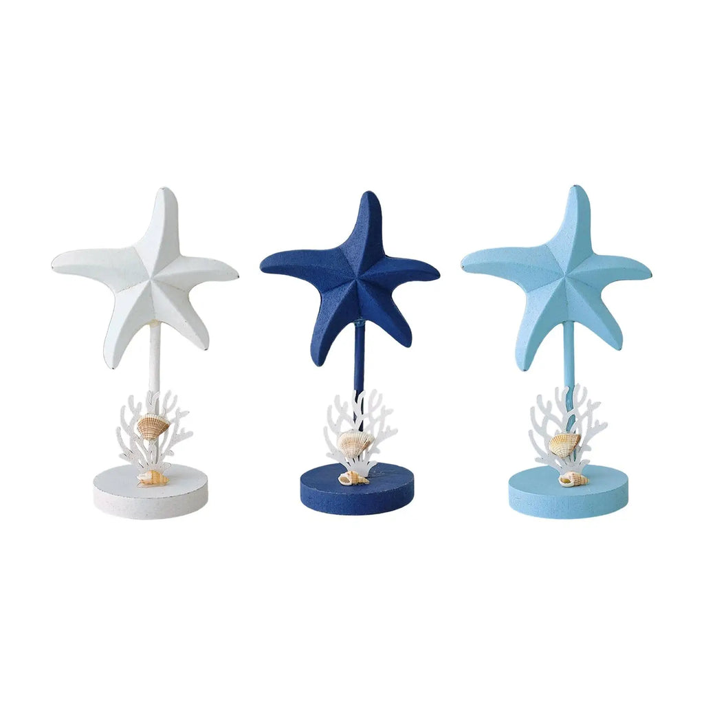 Starfish Figurine Desktop Ornament Retro Wooden Sculpture Decorative Statue for Desk Fireplace Housewarming Gift Home Decor Quake