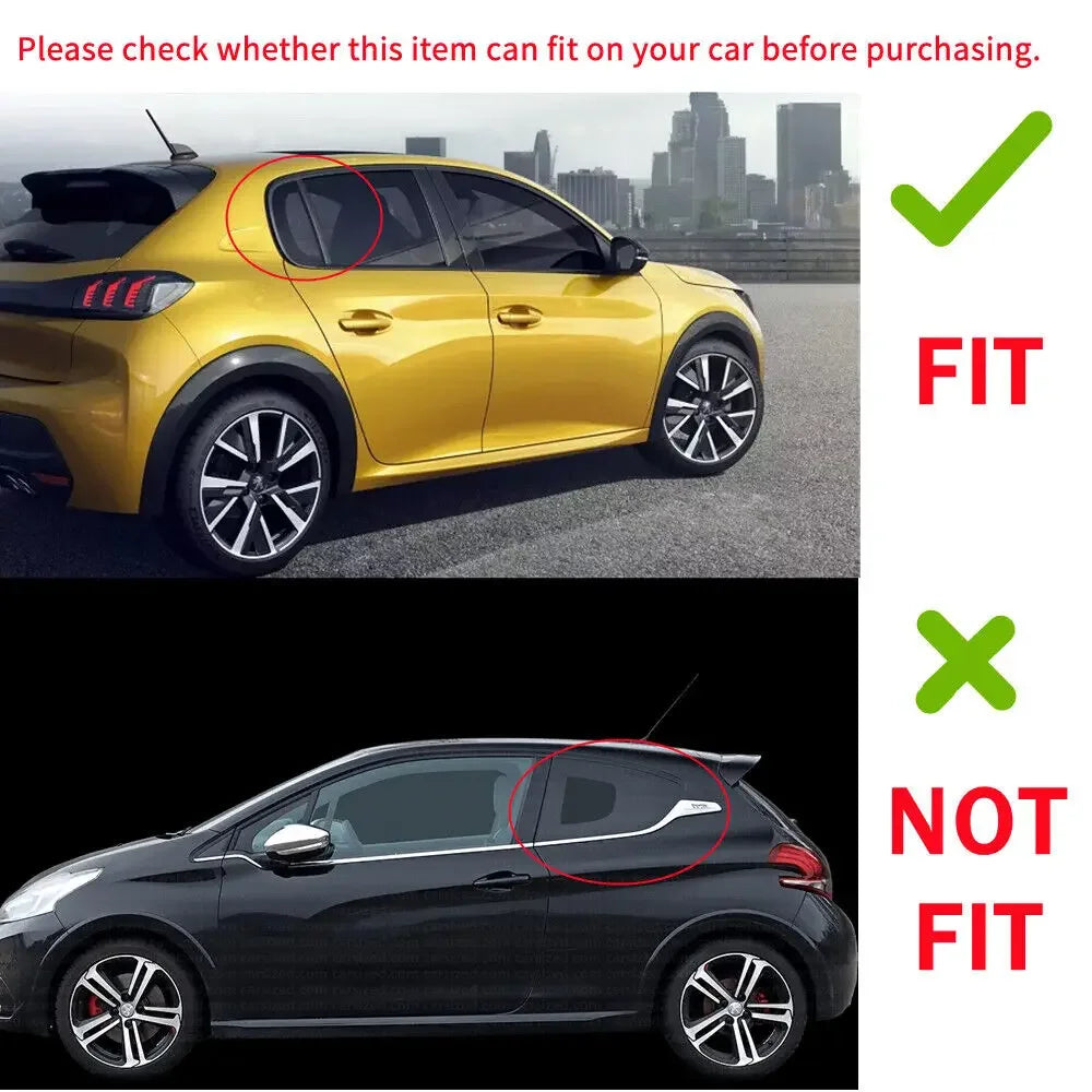 For Peugeot 208 2018 2019 2020 2021 2022 2023 2024 Car Rear Louver Window Side Shutter Cover Trim Sticker Vent Scoop Carbon ABS Quake