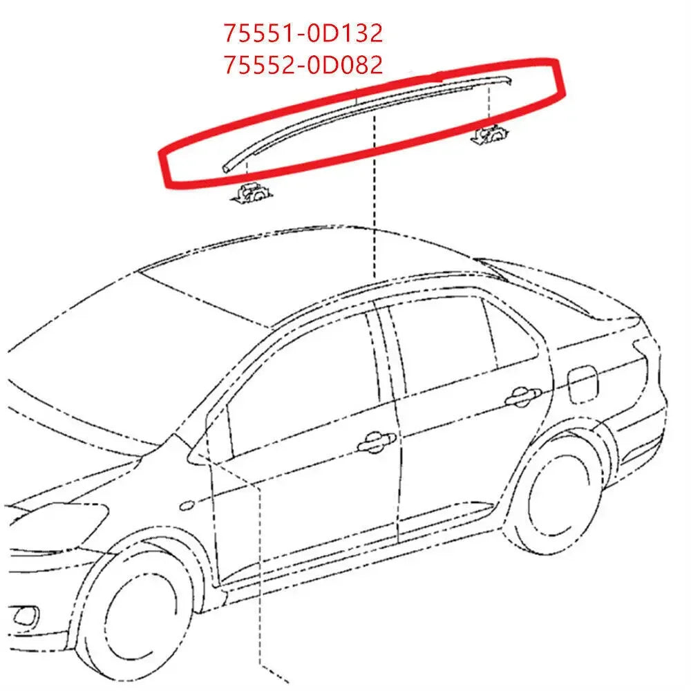 1.57cm For Toyota Yaris Hatchback 2014-2018 755520D082 755510D132 Pair Side Car Roof Drip Finish Moulding Seal Strips Trim Parts Quake