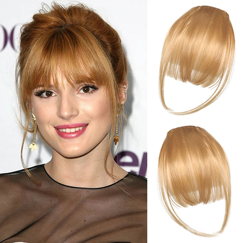 Synthetic Fake Air Bangs Natural Hair Extension Front Fringes Hairpiece Black Brown Clip In Bangs Double Sideburns Hair Styling Quake Style7