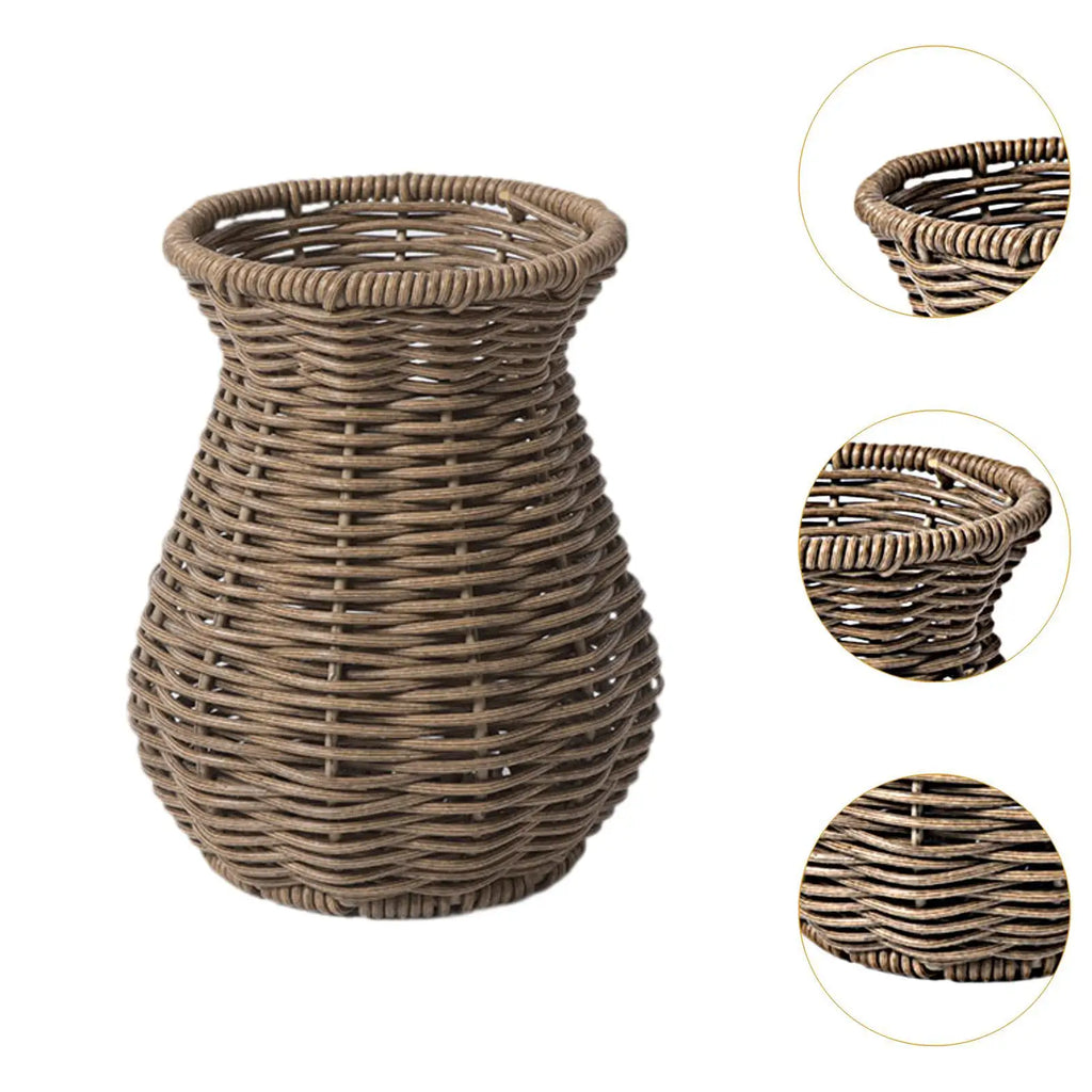 Premium Plastic Woven Vase Designer Flower Pot Small Arrangement Holder for Room Decoration Wedding Events Quake