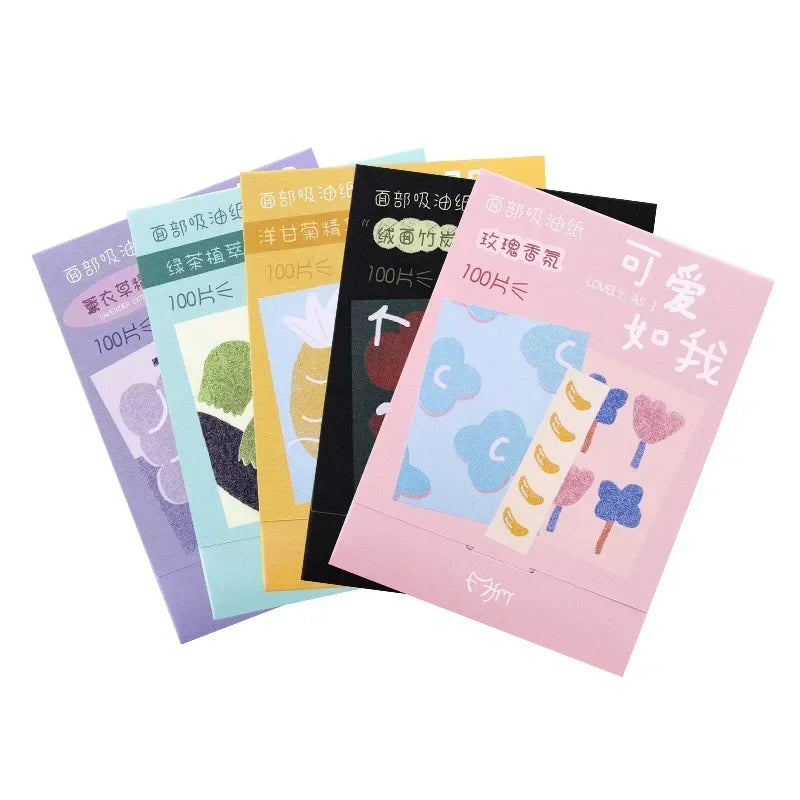 100pcs/set Facial Oil Blotting Paper Matte Face Wipes Oil Control Oil-absorbing Face Cleaning Beauty Makeup Tools Accessories Quake