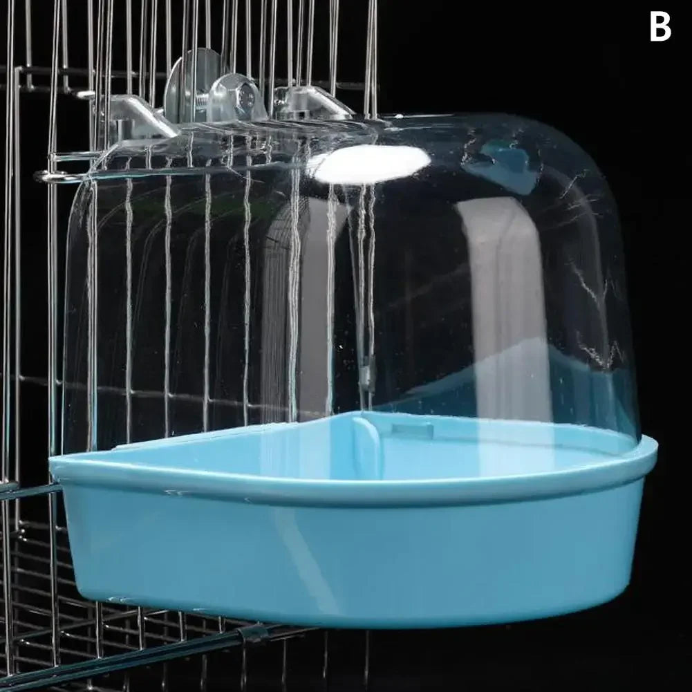 1PCS Hanging Bird Bath Cube Parrots Bathtub Shower Box Cage Accessory For Little Bird Canary Budgerigar Cockatiel Lovebird ﻿ Quake Blue G4443B