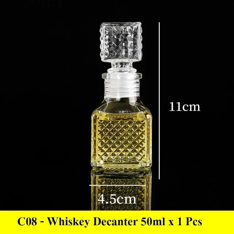 European Whiskey Transparent Glass Carved Small Bottle 50ml/100ml Mini Western Wine Bottle Sealed Red Wine Bottle Quake 50ml 1