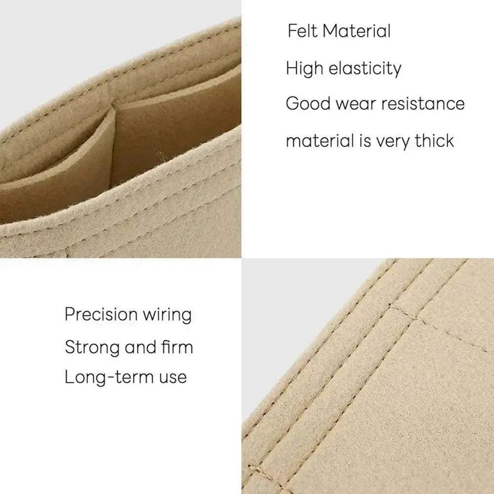 1Pcs Durable Storage Bags Insert Bag Felt Multi-Pocket Linner Bag Travel Portable Bag Organizer for Longchamp Mini Bag Quake