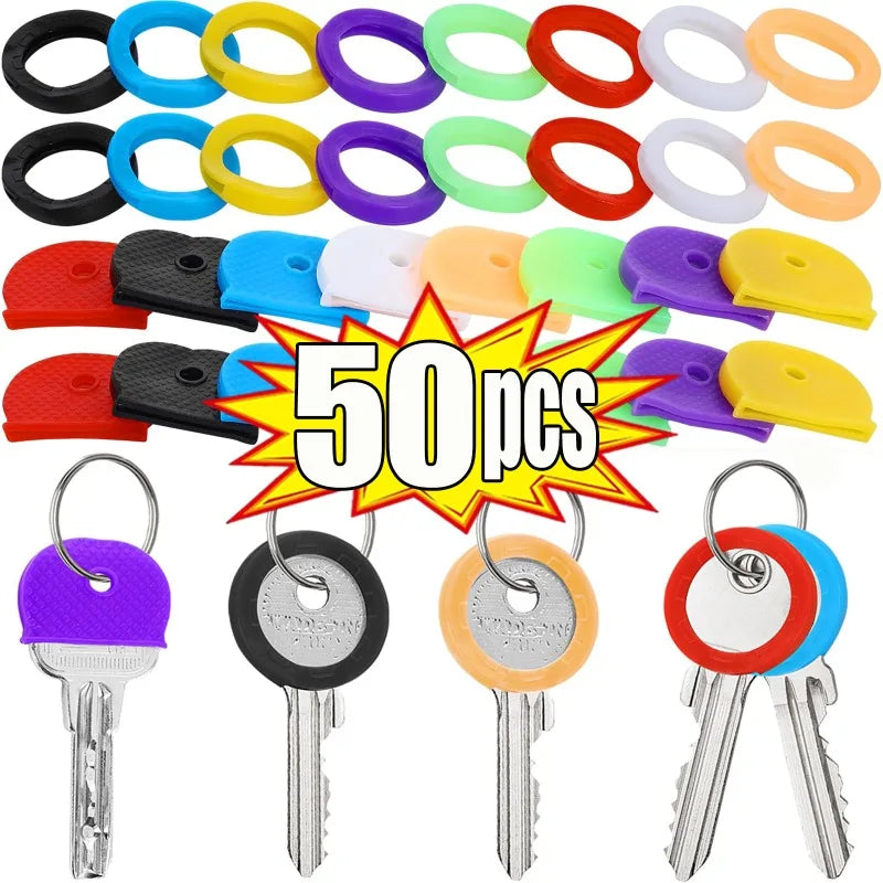 Soft Silicone Key Top Covers Color Key Sleeve Elastic Key Identifiers Protector Organizer Labels Keyring Protection Accessories Quake