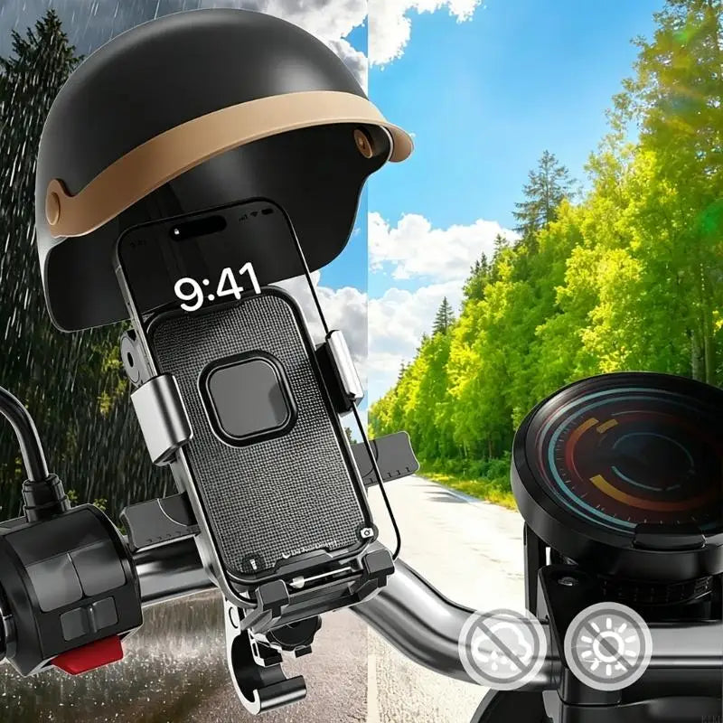 Motorcycle Handlebar/Rearview Mirror Phone Mount With Adjustable Sun Visors And Anti Shake Design For Scooter Navigation K1KF Quake