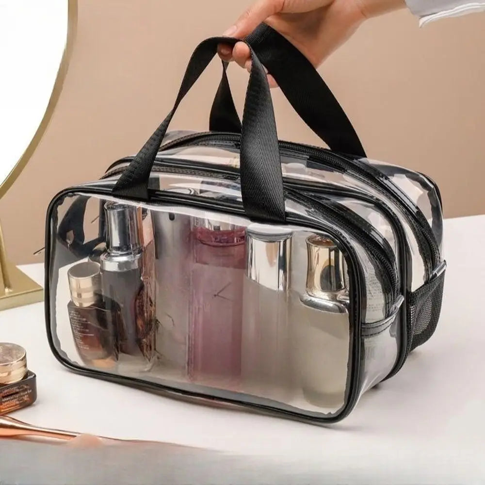 Multifunction Transparent Cosmetic Bag PVC Dry and Wet Separation Makeup Bag Waterproof Large Capacity Travel Toiletry Bag Quake Transparent M