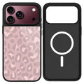 Pink Leopard Cherry Mirror Surface Magnetic Phone Case Cover for IPhone 12 13 14 15 16 17 18 Pro Max Case Quake mirror (MagSafe) iPhone 14 Pro
