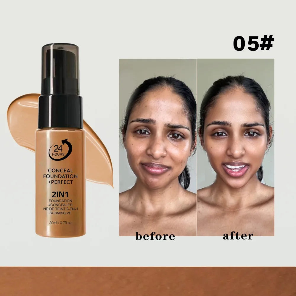 New Waterproof Liquid Foundation Matte Oil-Control Face Foundation Cream Sweat Proof Full Coverage Foundation Concealer Cream Quake 05