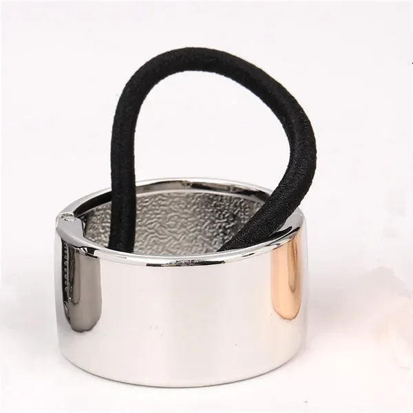 Women Vintage Ponytail Holder Buckle High Elastic Clip Hair Rope Fashion Simple Round Hair Ties Rings Headwear Hair Accessories Quake sliver-1