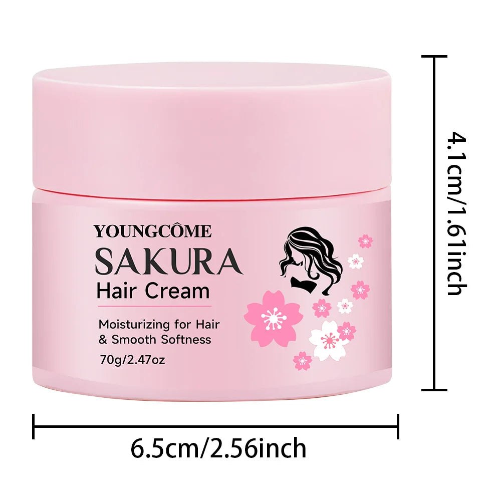 Cherry Blossom Flavor Hair Care Cream Hair Mask Improves Frizzy Tangled Hair Prevents Hair Breakage and Splitting 70g Quake 70g