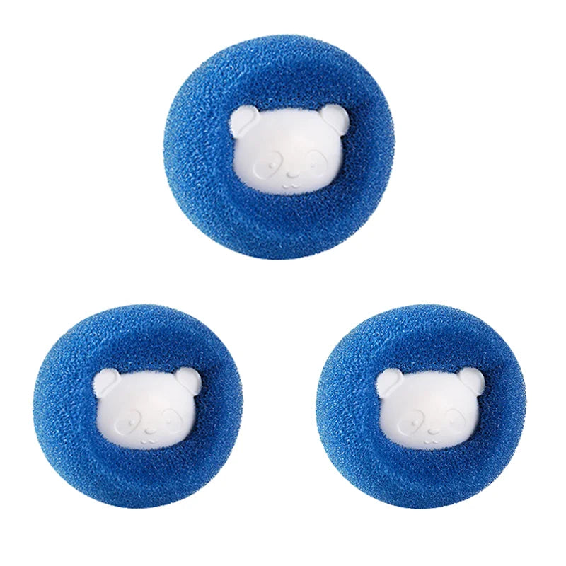 Cute Pet Hair Remover Reusable Ball Laundry Washing Machine Filter Wool Sticker Cat Hair Remover Pet Fur Lint Catcher Home Quake Blue 3pcs