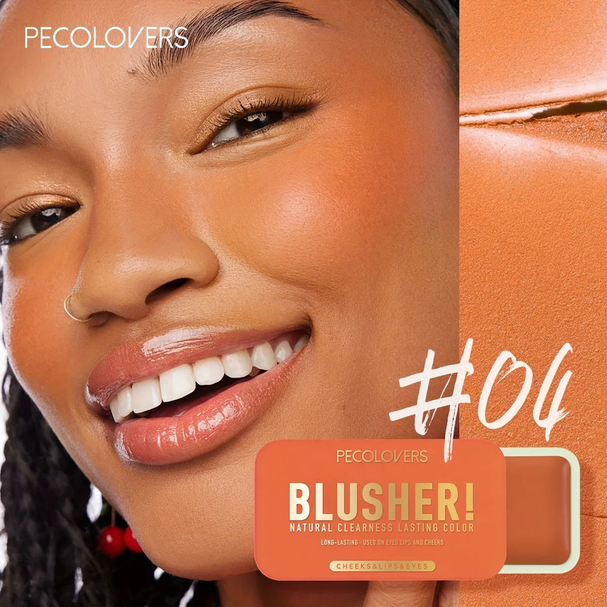 PECOLOVERS Waterproof Blush Cream - Long-Lasting, High Pigmentation for All Skin Tones, Natural Cheek & Face Rouge Quake 04