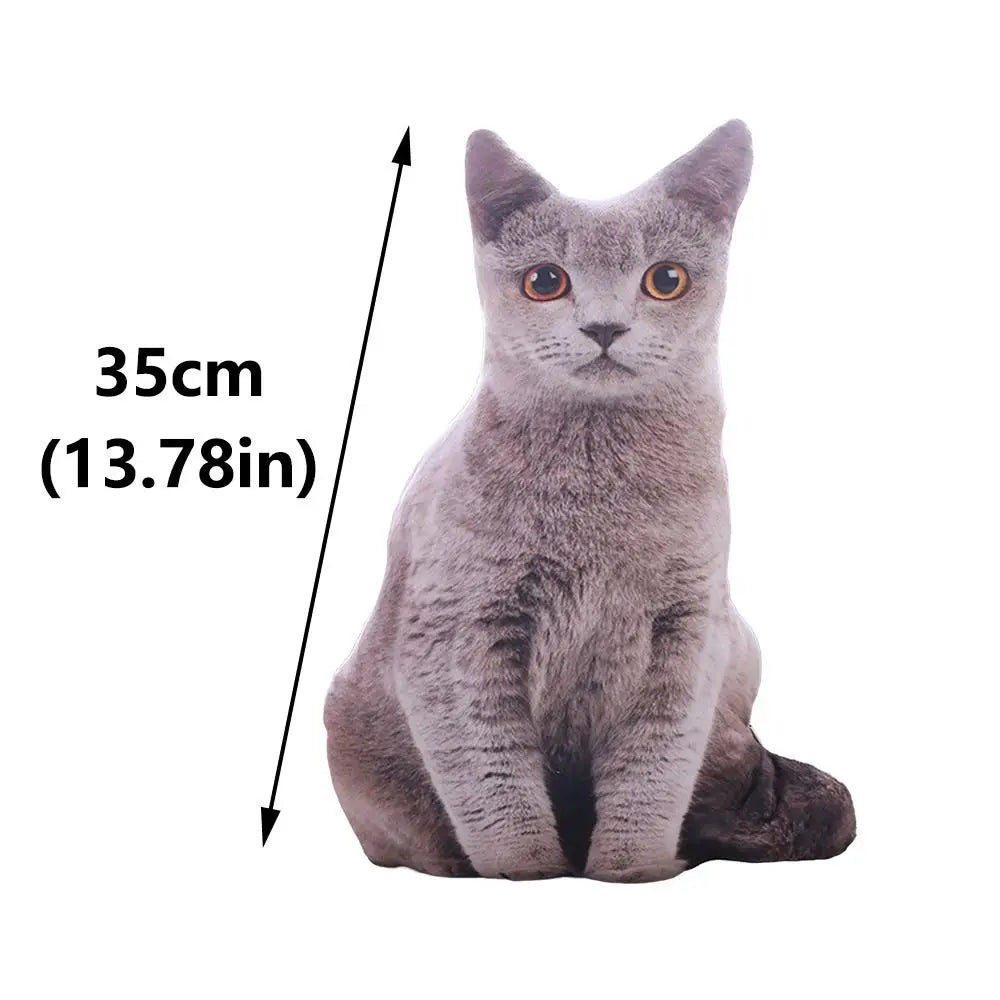 Plush Realistic 3D Cat Doll Cartoon Soft Simulation Cat Plushie Pillow Kawaii Stuffed Plush Animals Toy Cushion for Kids Girls Quake