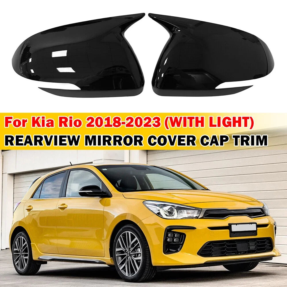 For Kia Rio 2018-2023 2x Car Sticker Rearview Side Mirror Cover Wing Cap Exterior Case Trim Accessories Vehicle Decoration ABS Quake