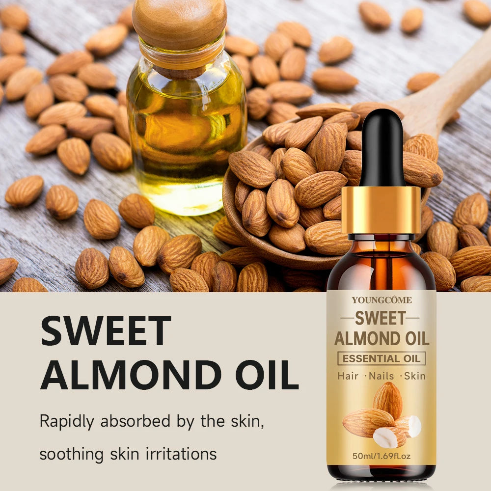Pure natural sweet almond oil essential oil, hair moisturizer, suitable for hair, face and body,suitable for all hair types Quake