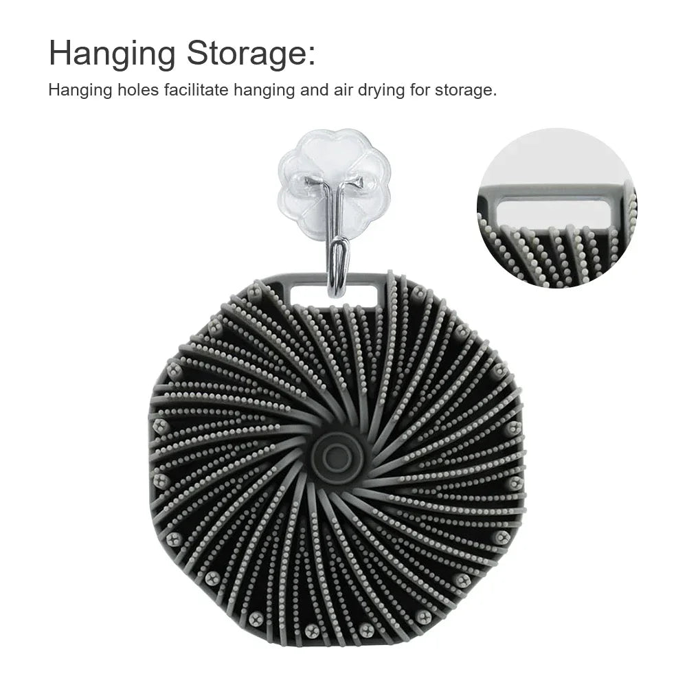 vvocci Soft Silicone Body Scrubber with Ergonomic Handle – Portable Shower Massage Brush for Exfoliating & Cleaning Quake