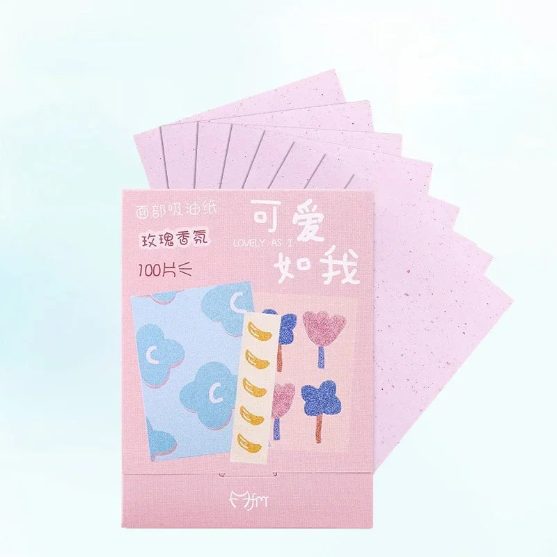 100pcs/set Facial Oil Blotting Paper Matte Face Wipes Oil Control Oil-absorbing Face Cleaning Beauty Makeup Tools Accessories Quake No.11 100pcs