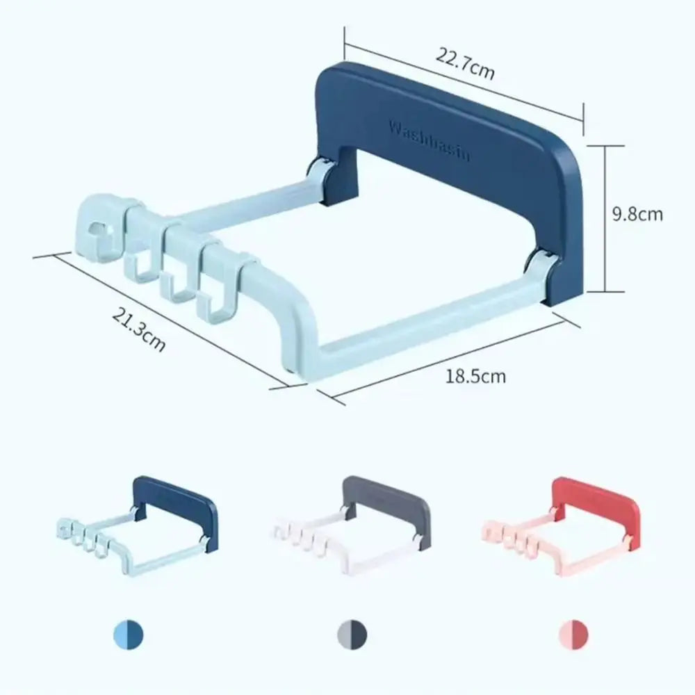 Portable Foldable Washbasin Storage Rack Wall-mounted Basin Bracket without Drilling Home Bathroom Storage Hook Quake