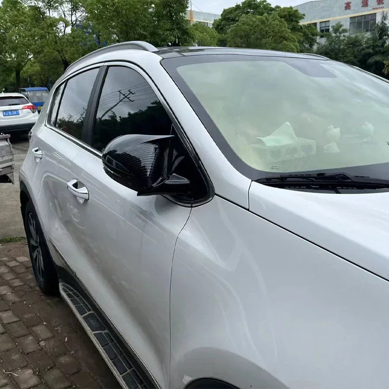 For Kia Sportage KX5 2016-2019 Car Sticker Rearview Side Mirror Cover Wing Cap Exterior Door Rear View Case Trim Carbon Fiber Quake